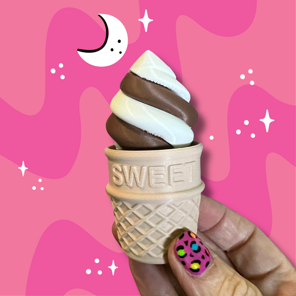 Ice Cream Chocolate Vanilla Twist Fidget Toy Clicker Keychain