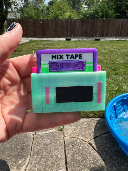 Mix Tape Cassette Tape Player Retro Fidget Toy Clicker Keychain