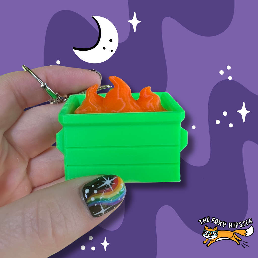 Dumpster Fire Fidget Toy Clicker Keychain Bag Charm
