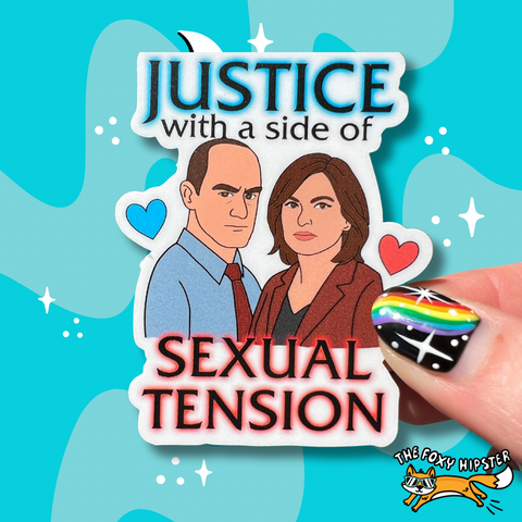 SVU Stabler and Benson Justice with a side of Sexual Tension Vinyl Sticker