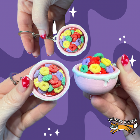 Fruity Cereal Fidget Toy Clicker Keychain