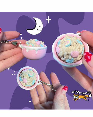 Lucky Cereal Fidget Toy Clicker Keychain Bag Charm