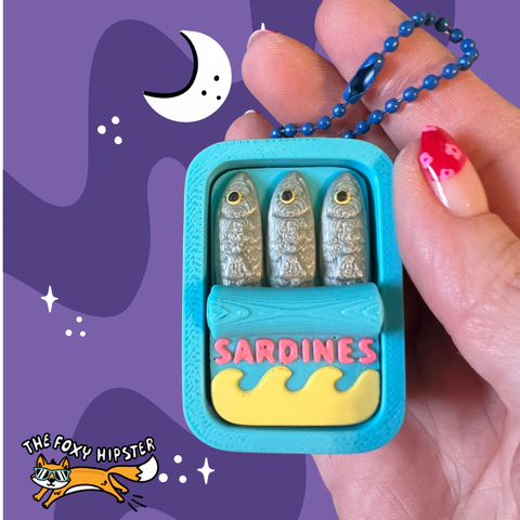 Sardines Can Fidget Toy Clicker Keychain Bag Charm