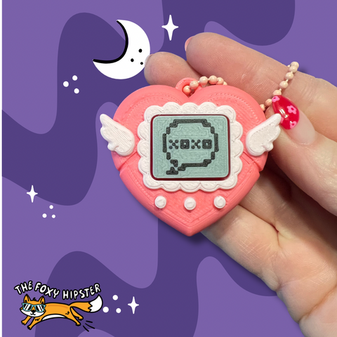 Digital Pet Heart Wings Fidget Toy Clicker Keychain Bag Charm