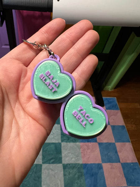 Baja Blast Taco Bell Conversation Heart Fidget Toy Clicker Keychain Bag Charm