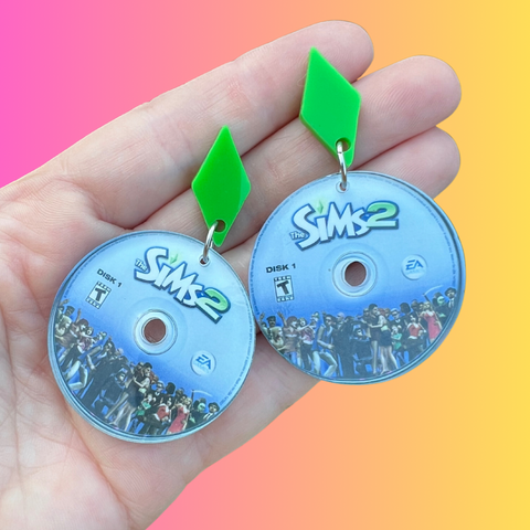 The Sims 2 CD Disc Dangle Earrings