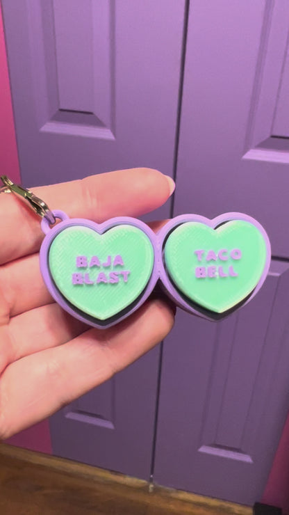 Baja Blast Taco Bell Conversation Heart Fidget Toy Clicker Keychain Bag Charm