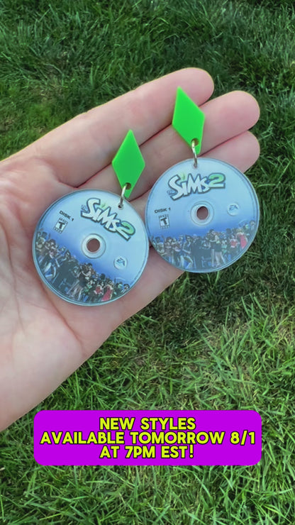 The Sims 2 CD Disc Dangle Earrings