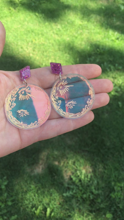 Full Moon Iridescent Dangle Earrings