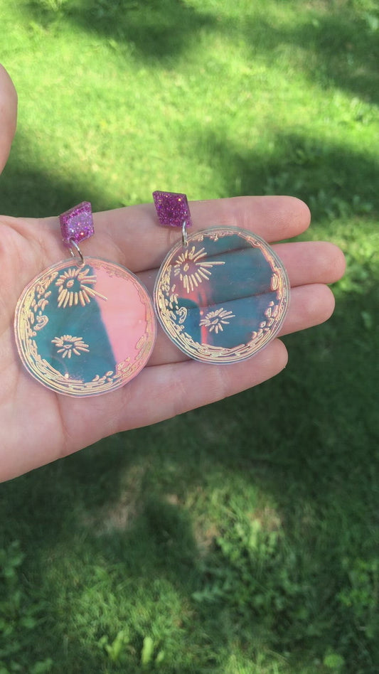 Full Moon Iridescent Dangle Earrings