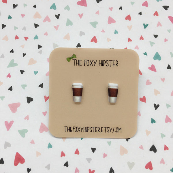 Coffee Cup Stud Earrings