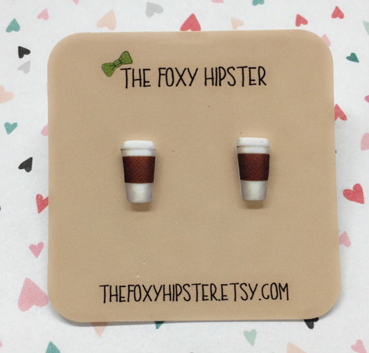 Coffee Cup Stud Earrings