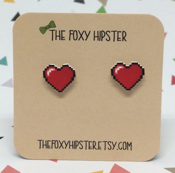 Pixel Heart stud Earrings