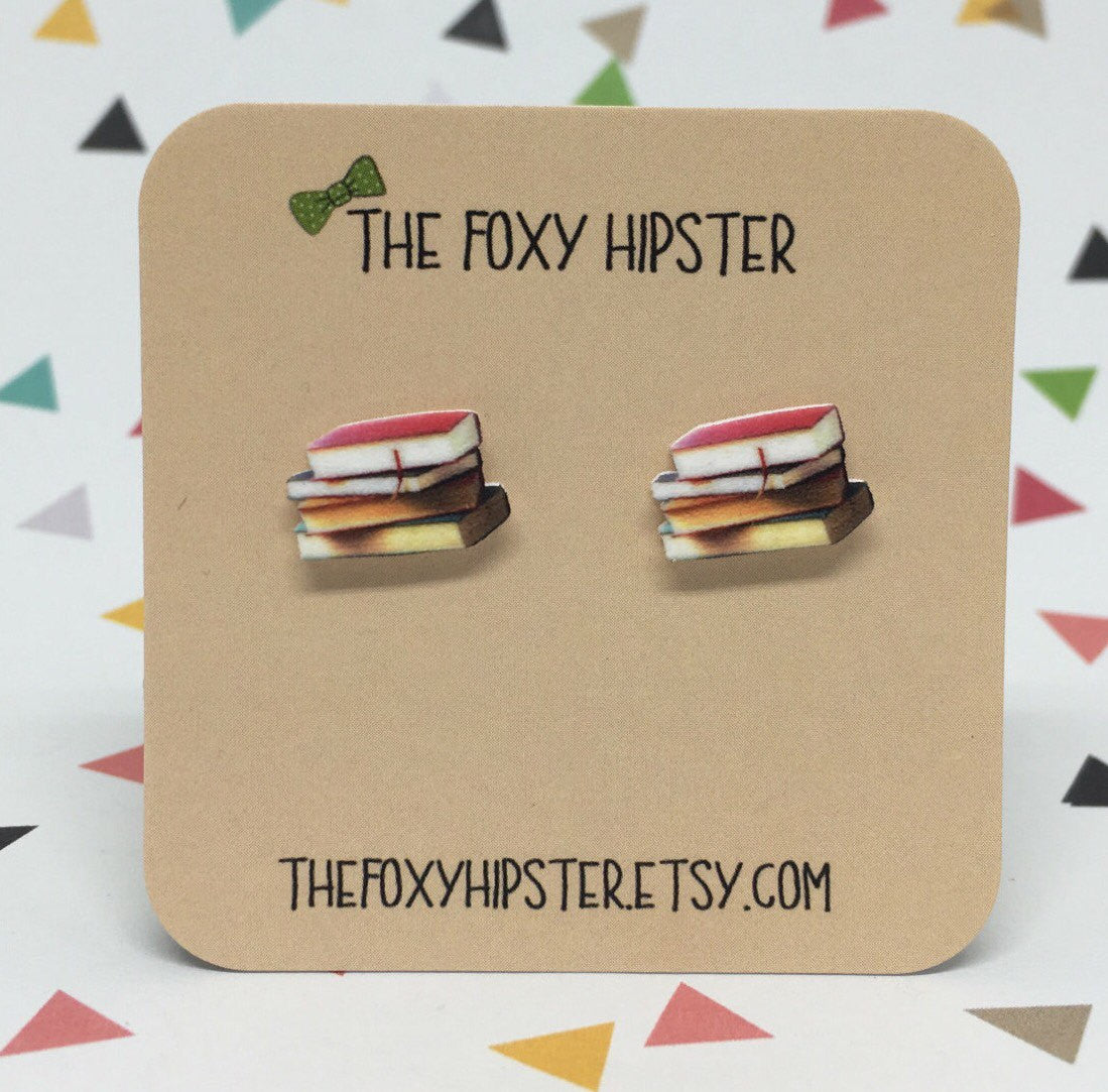 Stack of Books stud Earrings
