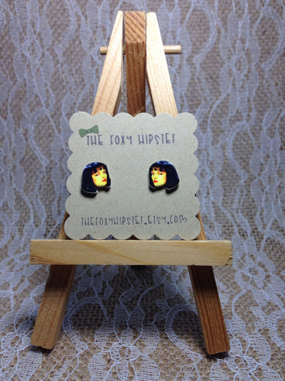 Pulp Fiction stud Earrings,  gift idea, cool jewelry, unique, funky, funny, celebrity, uma thurman, quentin tarantino