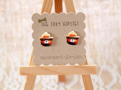 Smokey the Bear Inspired Stud Earrings