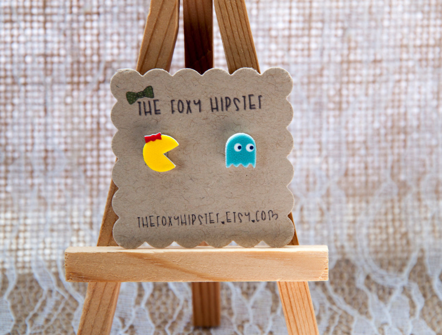 Ms Pac-Man Stud Earrings