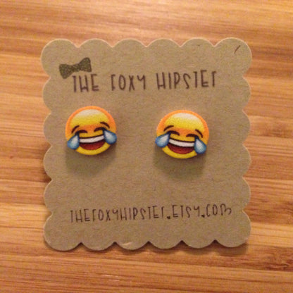 Laugh cry Emoji stud Earrings