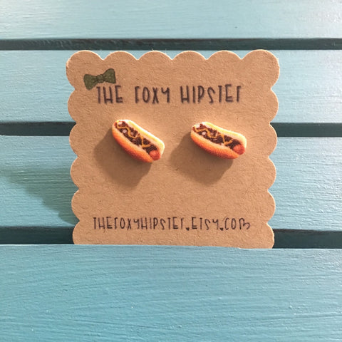 Coney Dog hot dog Stud Earrings