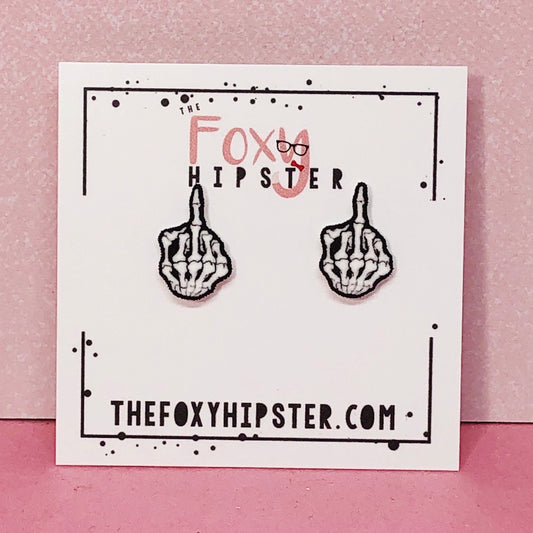 Skeleton Middle Finger Earrings