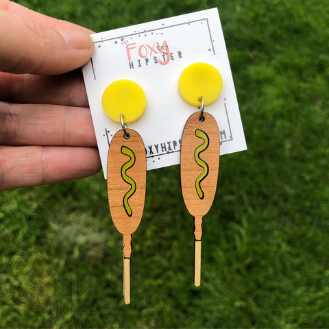 Corn Dog Dangle Earrings