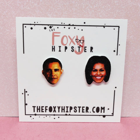 Michelle and Barack Obama Stud Earrings