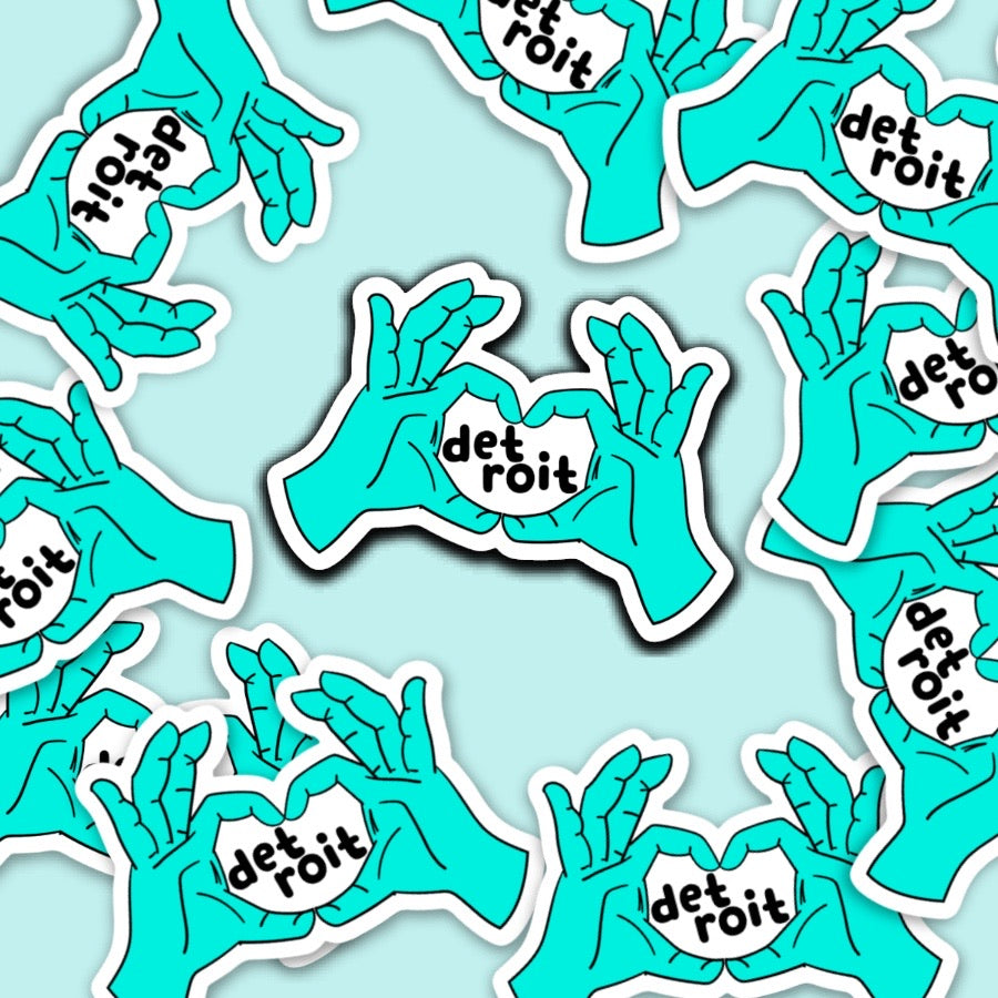 Detroit Hand Heart Vinyl Sticker