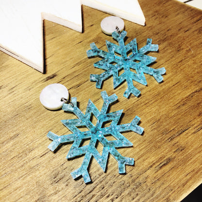 Snowflake Christmas Dangle Earrings