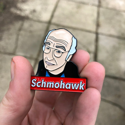 Larry David Schmohawk Enamel Pin