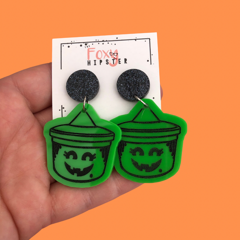 Halloween McDonald’s Witch Boo Bucket Dangle Earrings