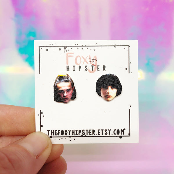 Stranger Things Mike and Eleven Inspired Stud Earrings