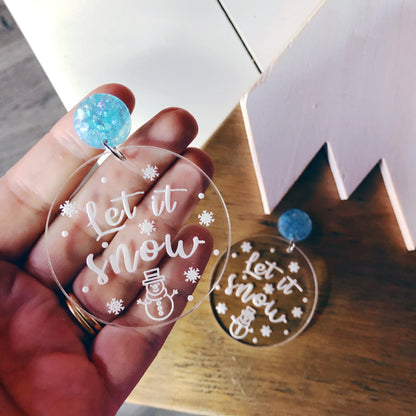 Let it Snow Snow Globe Christmas Dangle Earrings