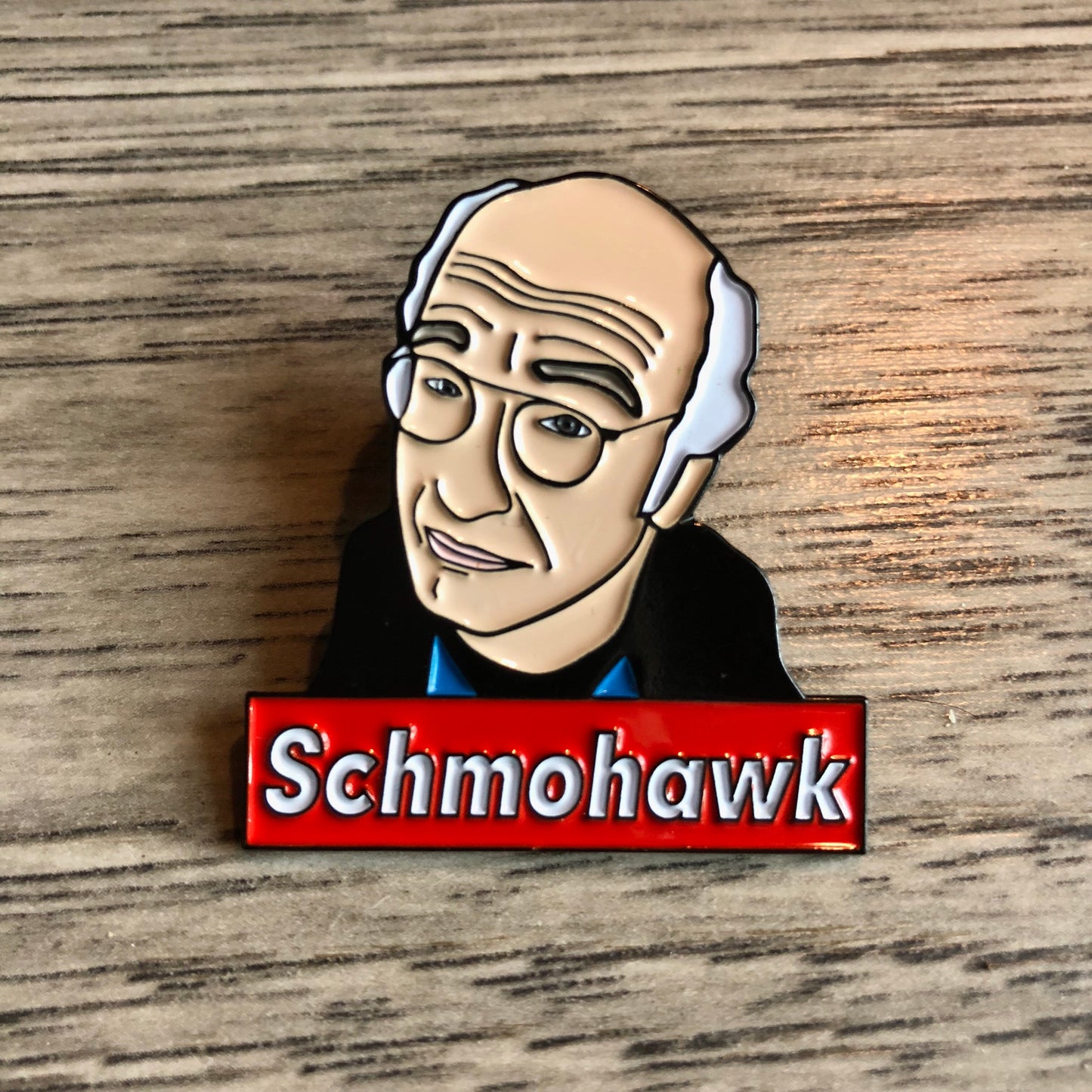 Larry David Schmohawk Enamel Pin