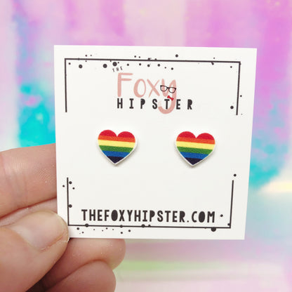 Love Wins Rainbow Heart Stud Earrings