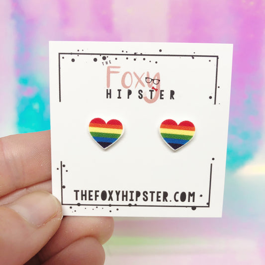 Love Wins Rainbow Heart Stud Earrings