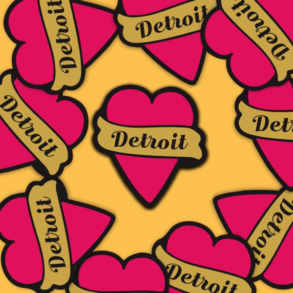 Detroit Tattoo Heart Vinyl Sticker
