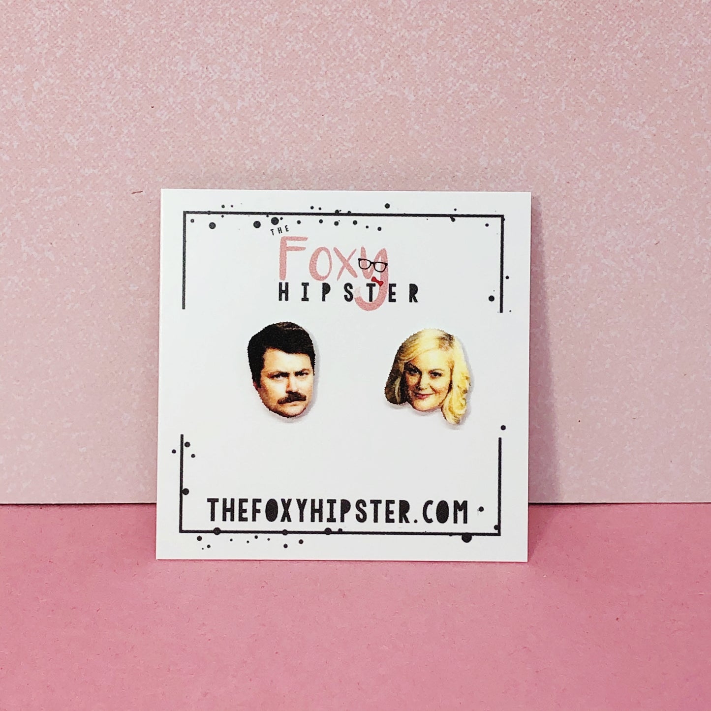 Ron Swanson and Leslie Knope Stud Earrings