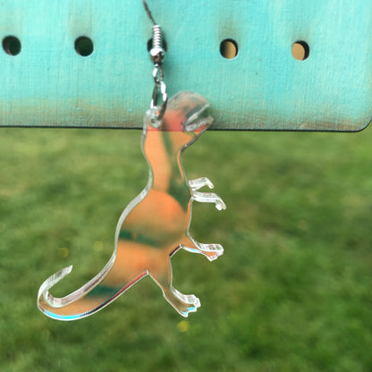 T Rex Dinosaur Iridescent Dangle Earrings