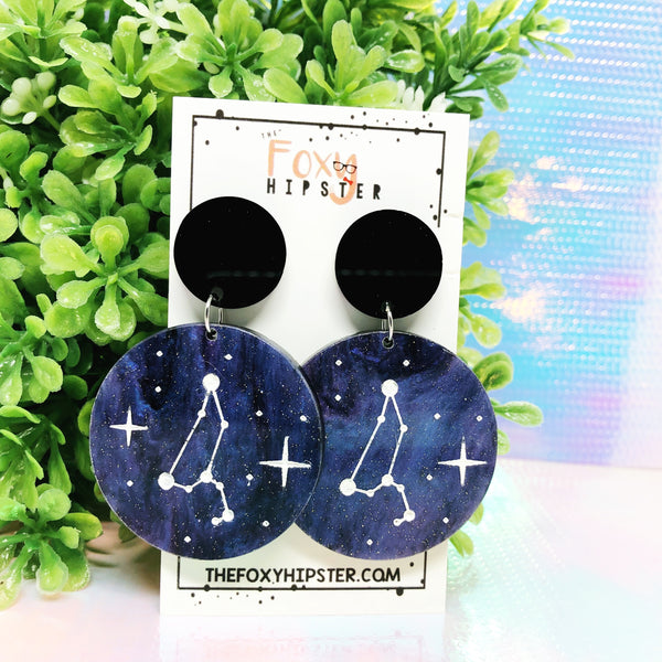 LEO Astrology Zodiac Constellation Dangle Drop Earrings