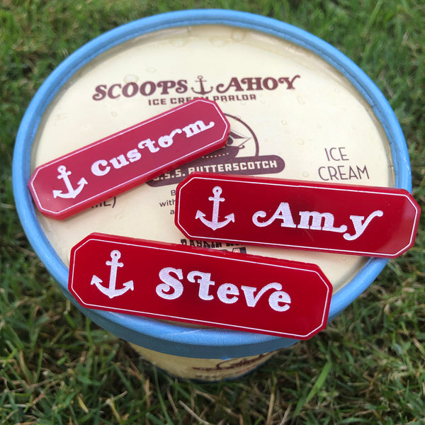 Custom Scoops Ahoy Name Tag Stranger Things Pin