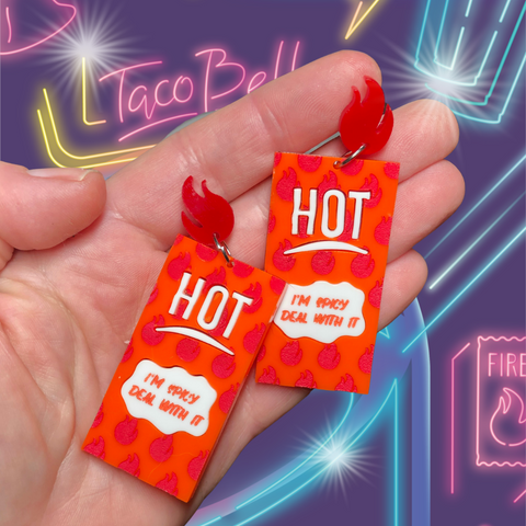 Taco Bell Hot Sauce Dangle Earrings