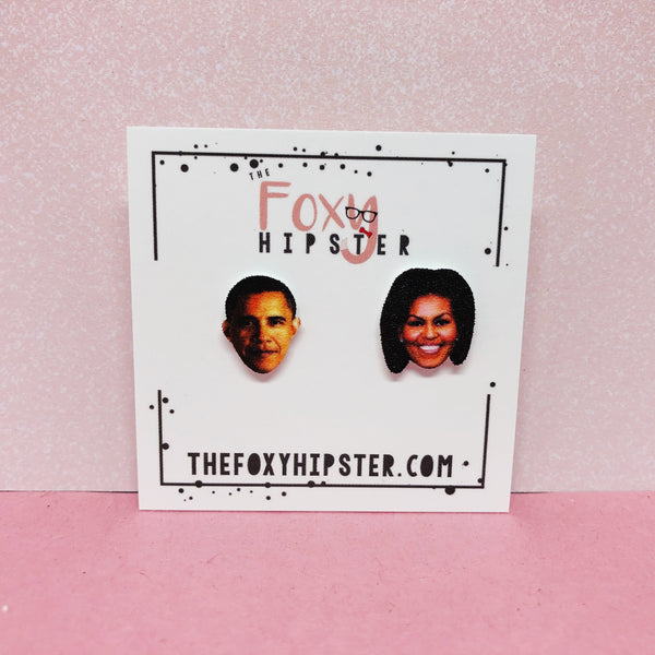 Michelle and Barack Obama Stud Earrings