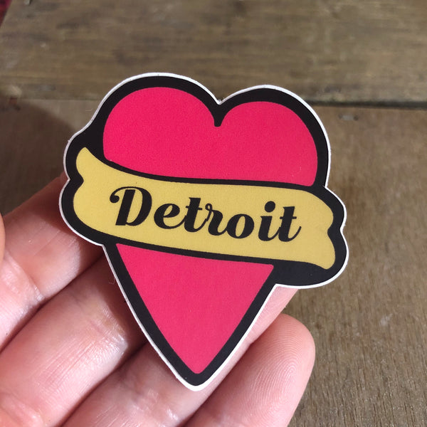 Detroit Tattoo Heart Vinyl Sticker