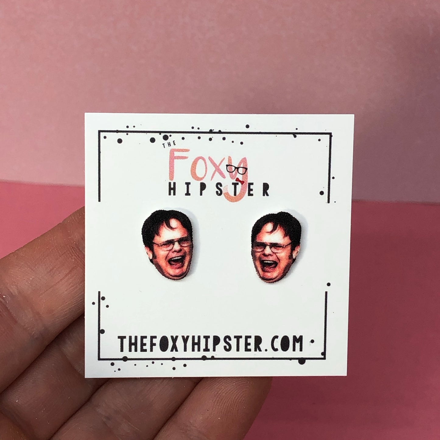 Screaming Dwight Schrute Stud Earrings