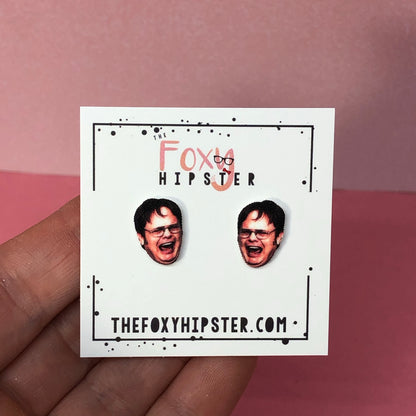 Screaming Dwight Schrute Stud Earrings
