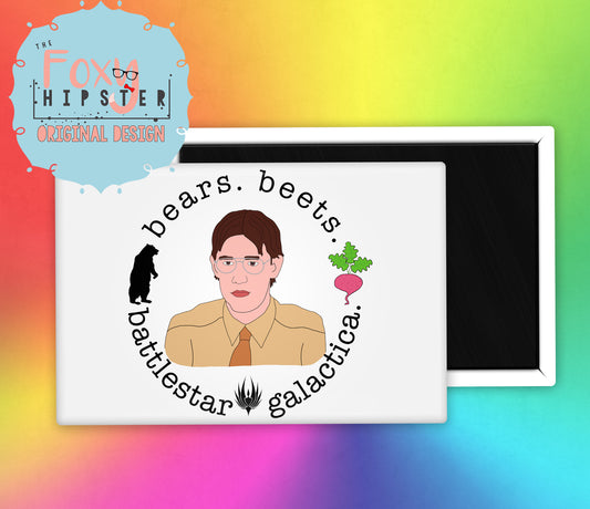 The Office Jim Halpert Bears Beets Battlestar Galactica  Fridge Magnet